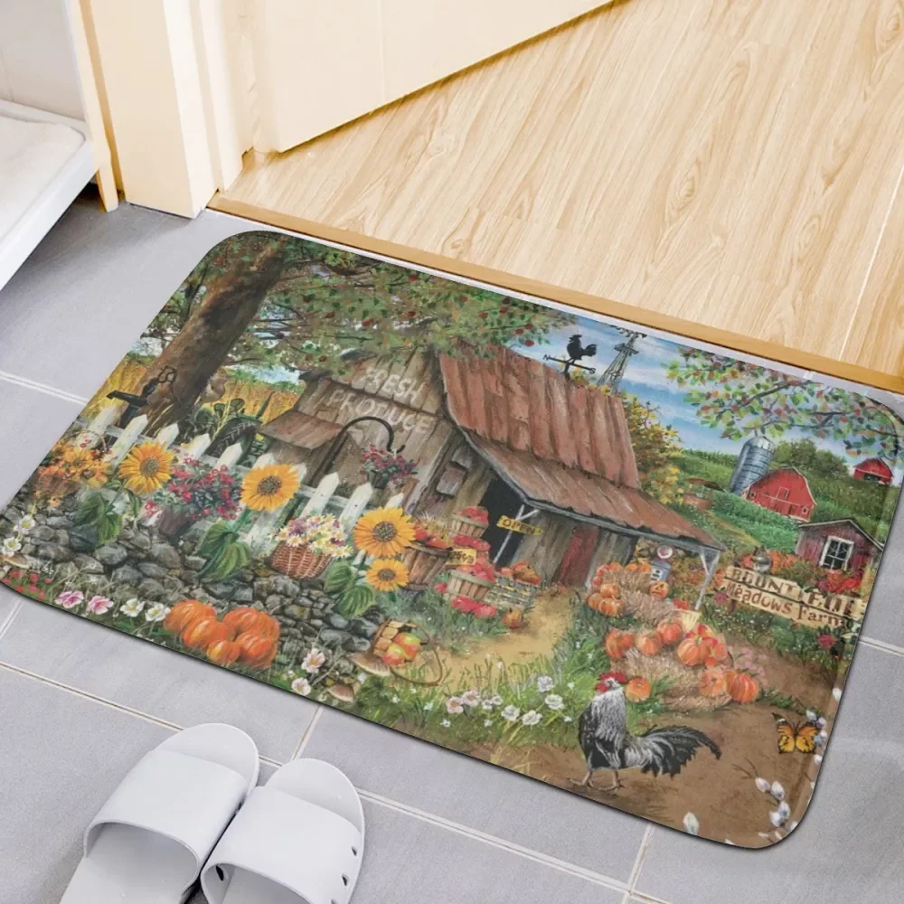 

Upetstory Sunflower Farm Pumpkin Print Floor Door Mat Funny Welcome Indoor Outdoor Doormat Nonslip Carpet Rugs Mat