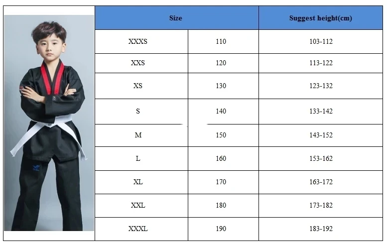 

7 colors Child & Adult Taekwondo Doboks Uniform Professional Karate Suits Male FemaleTaekwondo Training Clothing High Quality