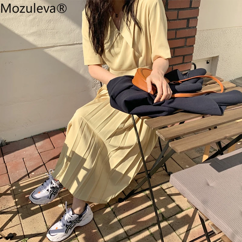 Женское свободное платье Mozuleva повседневное плиссированное миди с коротким