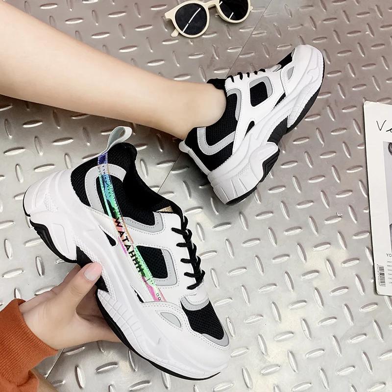 

New Spring Fashion Tennis Walking Sneakers Ladies Casual Shoes Thick Bottom Lightweight Mesh Women's Breathable Shoes U13-88