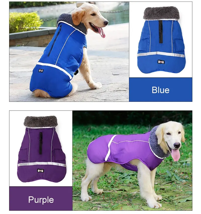 

Waterproof Dog Coat Jacket Winter Pet Dog Clothes Apparel With Zipper Anxiety Jacket Size From Small To 3XL