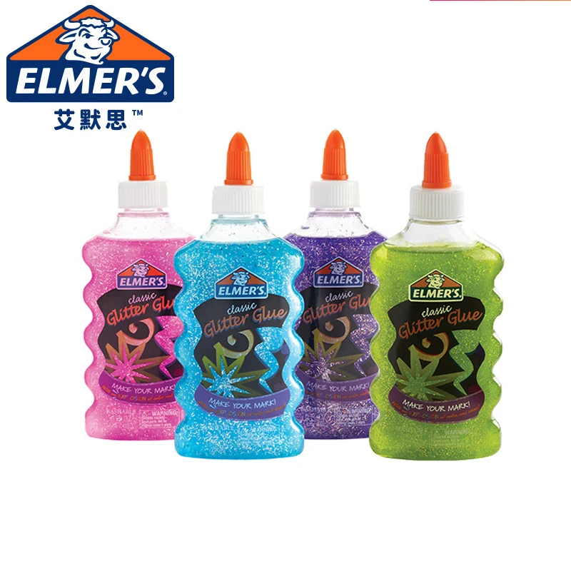 1 бутылка жидкого блестящего клея Elmer's моющийся зеленый розовый фиолетовый