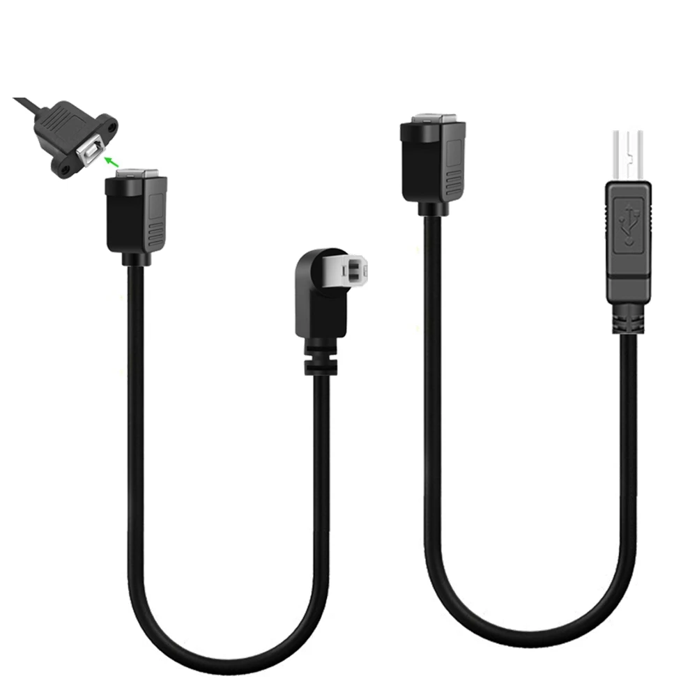 Угол 90 градусов USB 2.0 Тип B папа-мама M/F Удлинительный кабель для передачи данных
