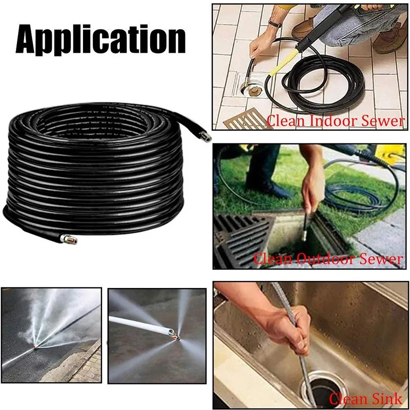 

High-Pressure Car Washer Water Outlet Rubber Hose Explosion-Proof Dredging Pipe Rat Set Sewer Cleaning Pipe