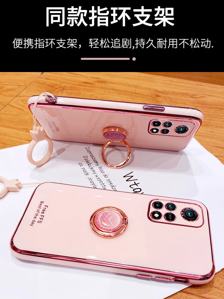 for infinix hot 11s 10 9 play case soft silicone plating slim with ring stand protective back cover case for infinix note 11 11s free global shipping