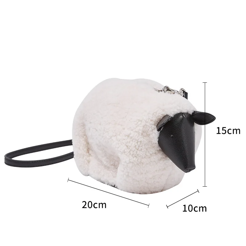

2020 Autumn and Winter New Lamb Fur Leather Handbags Shoulder Messenger Sheep Bag Cute Cartoon Animal Small Bag Designer Bags