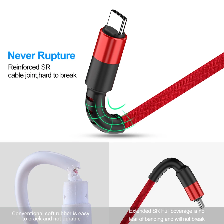 ROCK USB кабель 3A Быстрая зарядка USB кабель для передачи данных Xiaomi Redmi Note 7 QC 3,0 type-C провод для мобильного телефона samsung S10