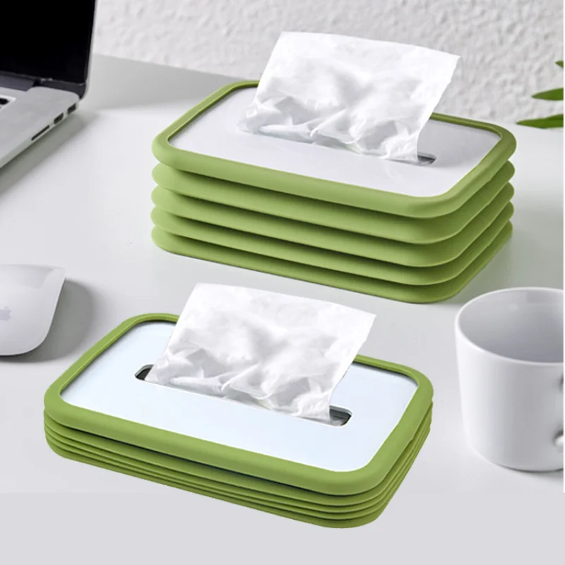 

Tissue Box Restaurant Coffee Table Living Room Desktop Spring Drawer Bathroom Storage Rack Creative Silicone ElastiC