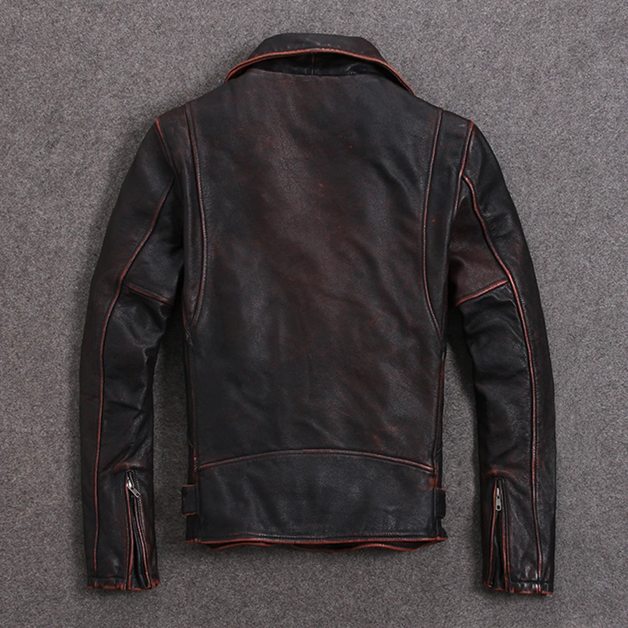 Куртка Tcyeek мужская из натуральной кожи мотоциклетная винтажная байкерская