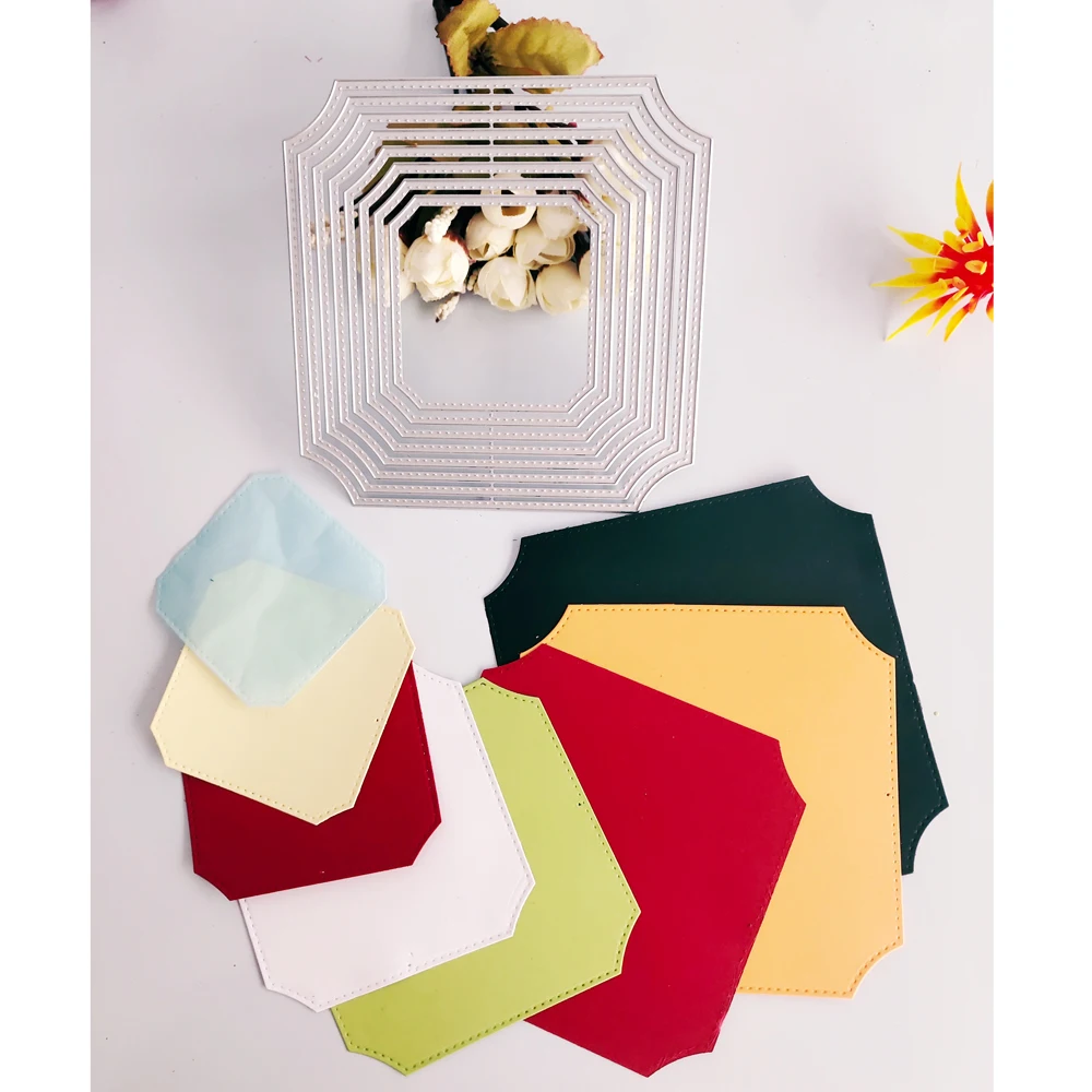 

8 pcs photo frame metal cutting diesSquare framelace frame Scrapbook paper craft knife mould blade punch stencils dies