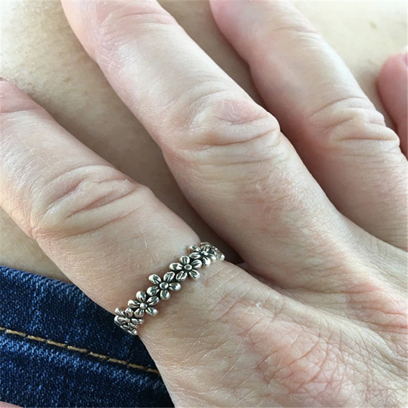 Женское Винтажное кольцо с цветком из стерлингового серебра 925 пробы Свадебные