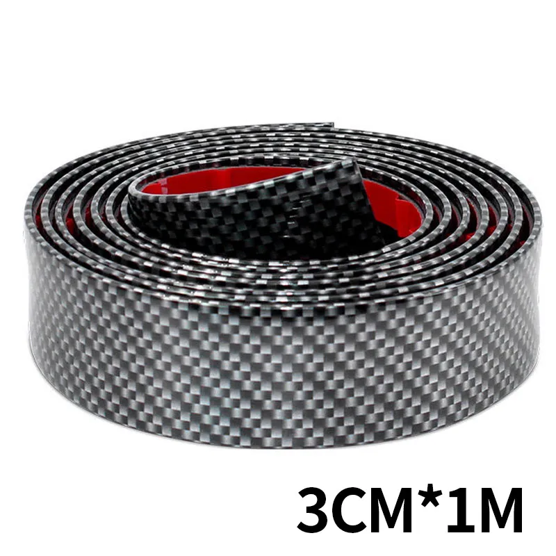 3CM X 1Meters Аксессуары 5D, автомобильная наклейка, углеродное волокно, резина, для стайлинга автомобилей, защита порога, защита края, товары, бампер, полосы, сделай сам, формовочные полоски - Цвет: 3CM X 1Meters