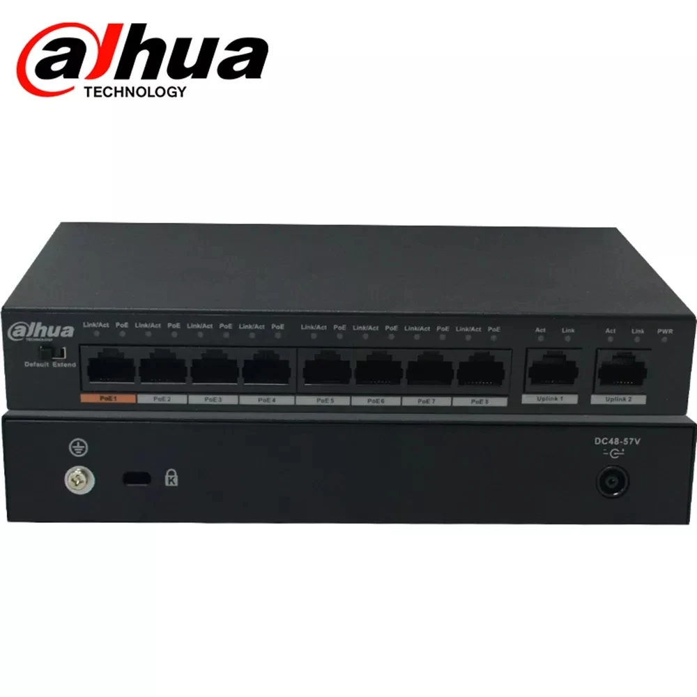 Сетевой видеорегистратор Dahua 8PoE переключатель DH-S1500C-8ET2GT-DPWR 8POE портами 2-link порты