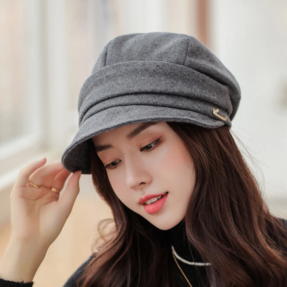 

Fashion Women Girls Hats Octagonal Newsboy Cap Rabbit Winter Autumn Warm Fashion Wild Beret Hat 3+M6004#
