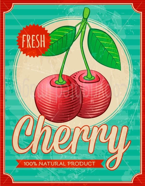 Новый большой металлический оловянный плакат в виде вишни винтажный стильный