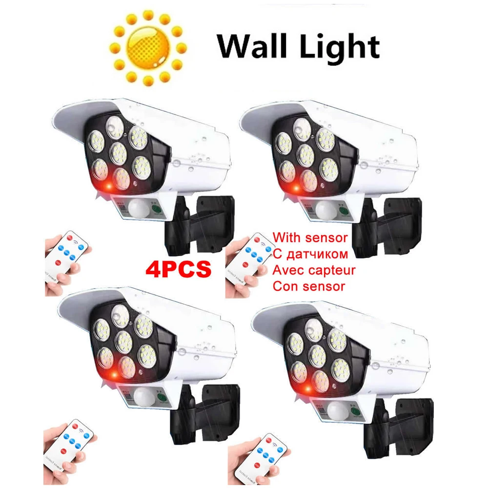 

remote Solar motion sensor lamp garden led light outdoor Simulation monitoring fake camera integrated split safety waterproof LE