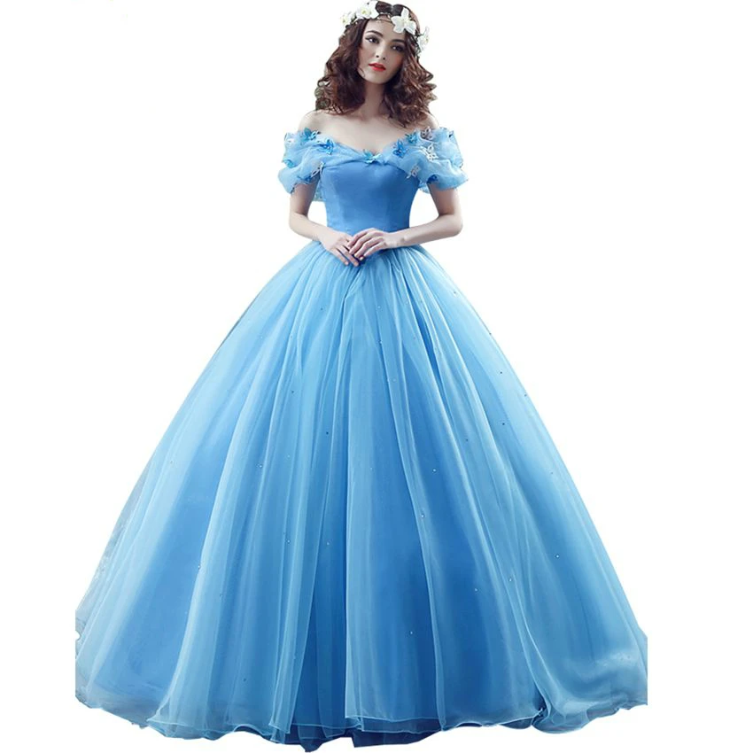 Бальное платье Золушки 100% реальные изображения в наличии бальное с синими