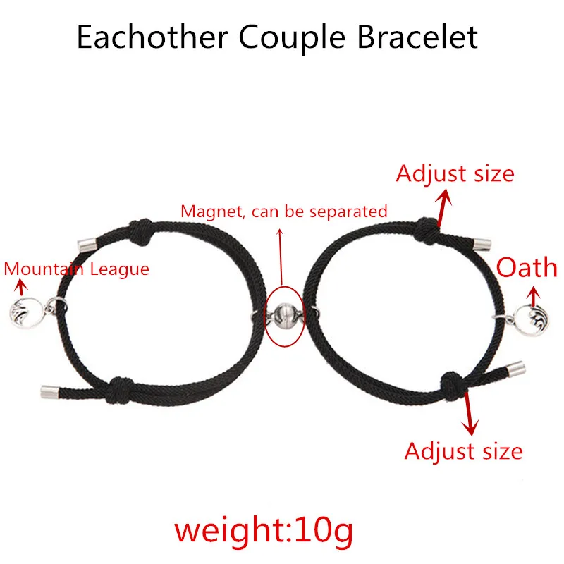 

Shanmeng Eachother Couple Bracelet A Pair of Magnets Attract Small Ornaments Valentine's Day Boys and Girls Birthday Gifts