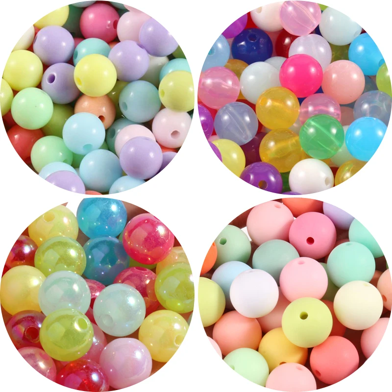 

4mm-16mm Multi Colors Acrylic Round Ball Loose Spacer Beads For Handicraft DIY Bracelets & Necklaces Jewelry Making Accessories