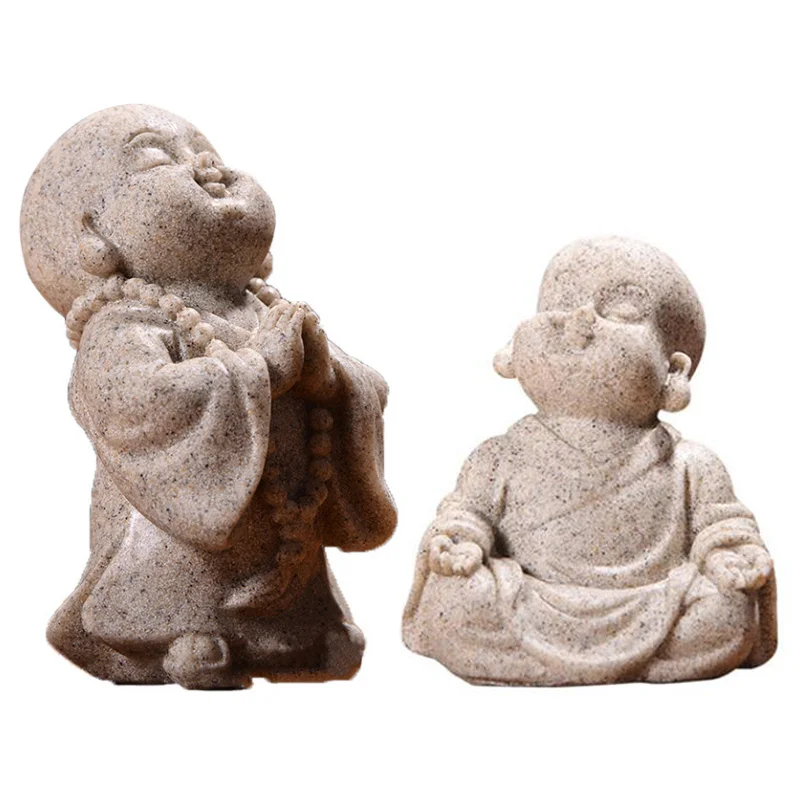 

Chinese Thailand Maitreya Buddha Statuettes Cute Monk Statue Sandstone Crafts Lovely Figurine Ornament Home Decor Gift handcraft