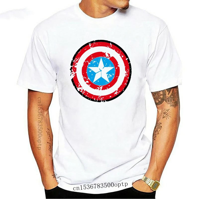 

New Free Shipping Summer style capitan america shield Logo T-Shirts 100%cotton Round collar men t-shirts with short sleeves