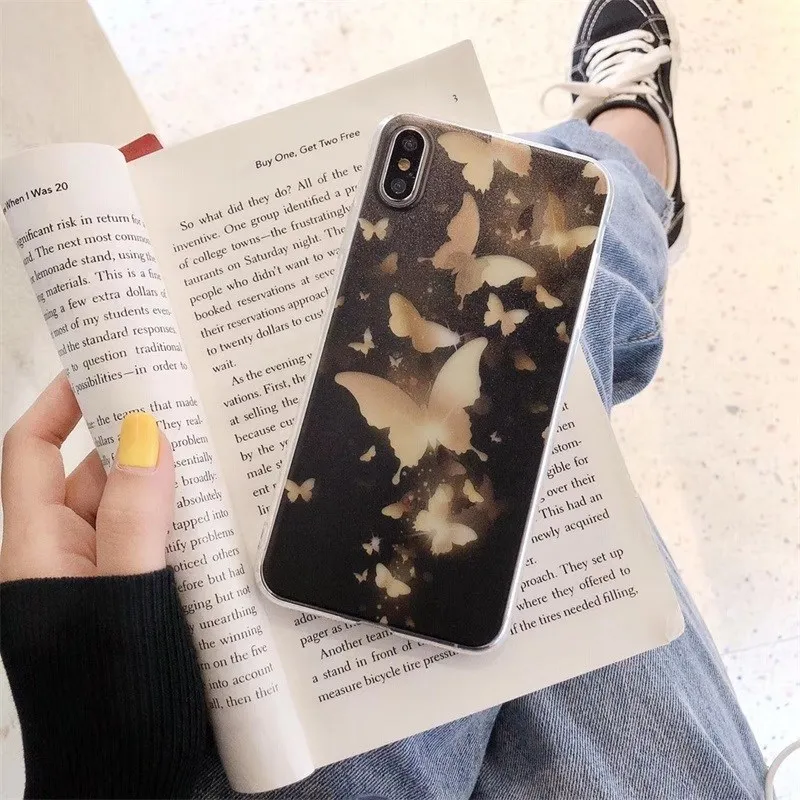 Для Iphone 7 8 Plus 6s ажурный узор бабочки чехол для телефона IPhone X XS 6 мягкий силиконовый