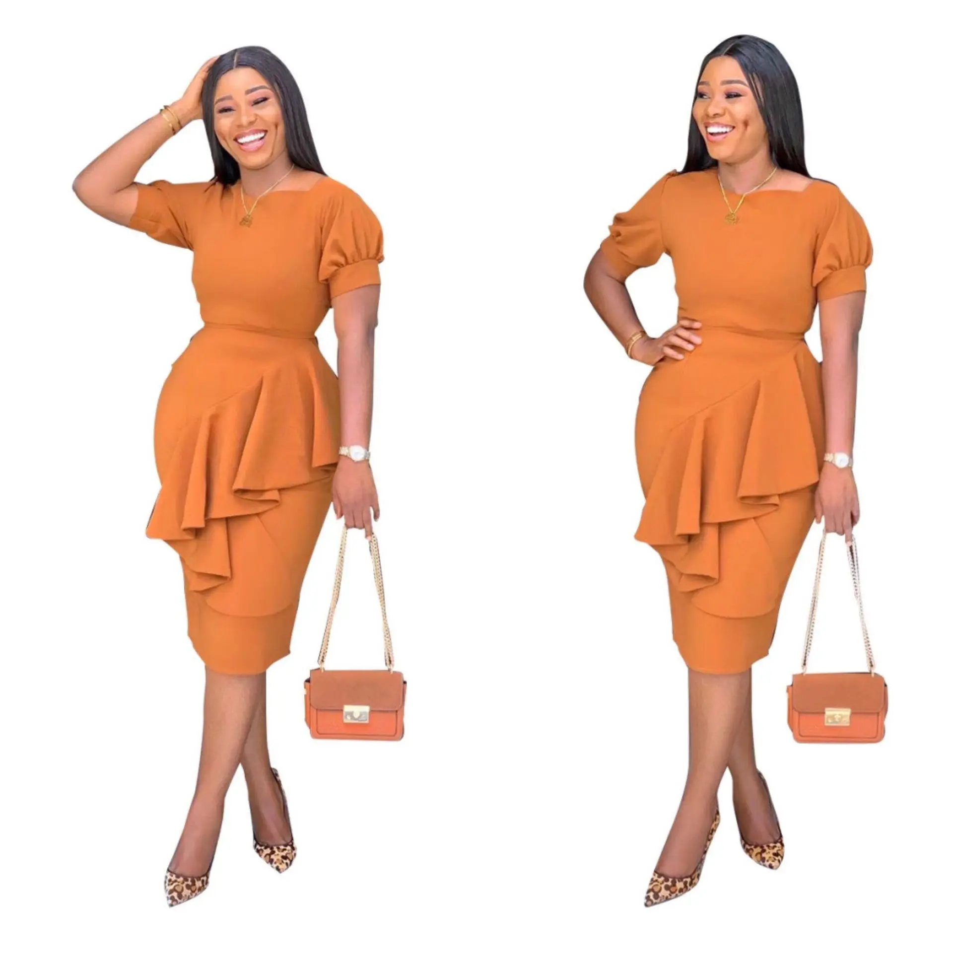 

Woman XXXL Plus Size Summer Women's Solid Color Lace-up African Dress Luxury Sexy Pencil Dress