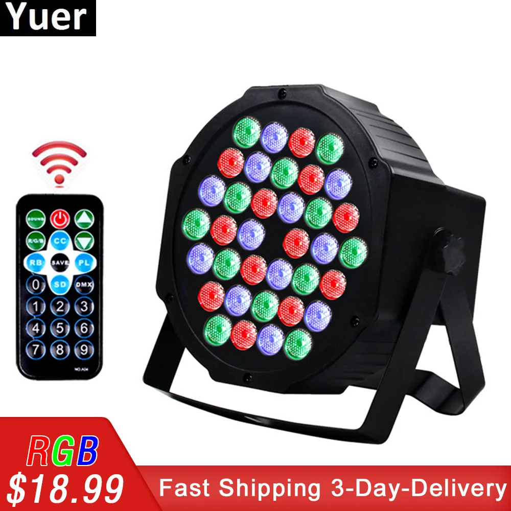 Плоский светодиодный RGB прожектор Par 36x3 Вт стробоскосветильник DMX512 с