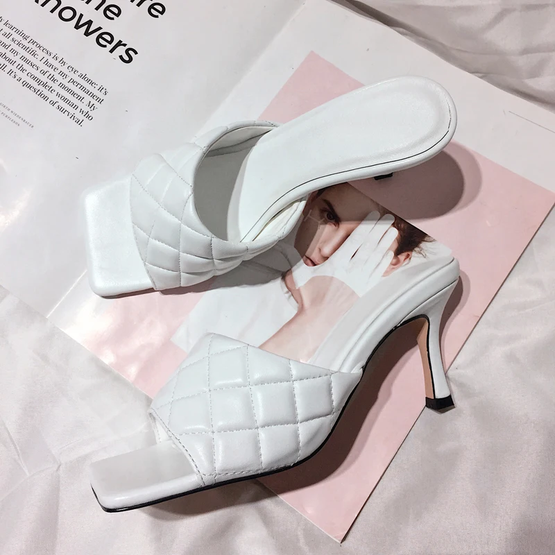 Sandalias De Verano Para Mujer женские шлепанцы на высоком тонком каблуке с квадратным носком