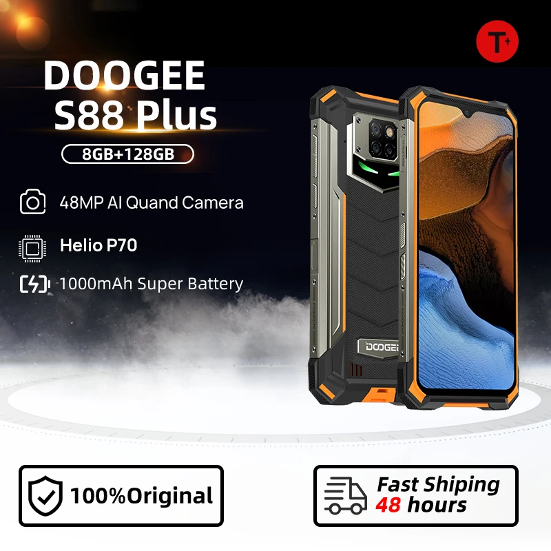Смартфон глобальная версия DOOGEE S88 Plus, прочный телефон, основная камера 48 МП, 8 ГБ ОЗУ, 128 Гб ПЗУ, сотовый телефон Helio P70 восемь ядер, NFC