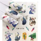 Наклейки для ногтей, акварельные, с перьями павлина, птицы, переводные наклейки для ногтей