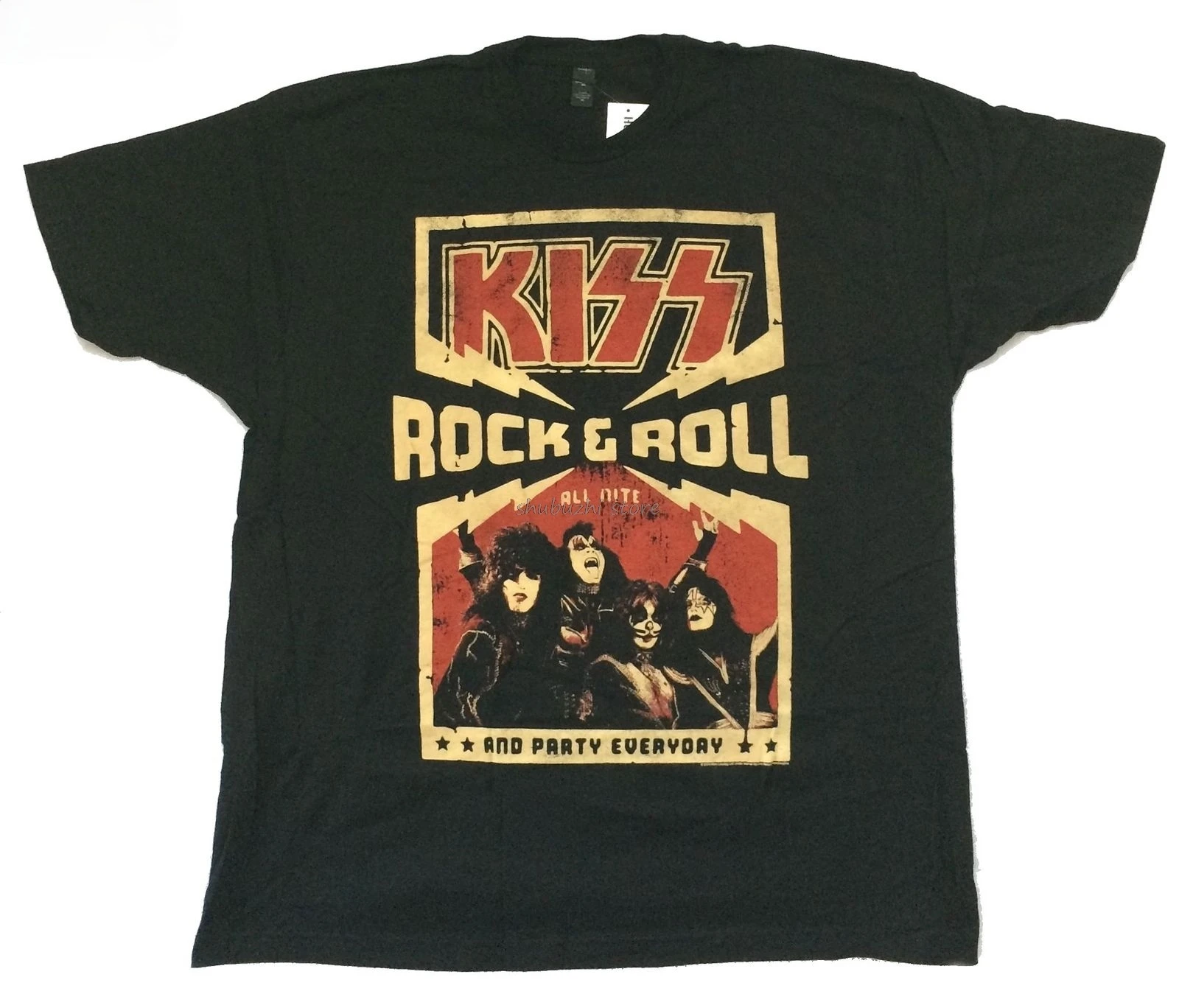 

KISS Rock & Roll All Nite Party Everyday Black T-Shirt New Official Band Merch shubuzhi New Arrival Men T Shirt New sbz1155