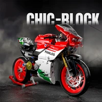 high tech city off road ducatis panigale v4 r motorbike model building blocks collection bricks set stickers toys for boys gifts