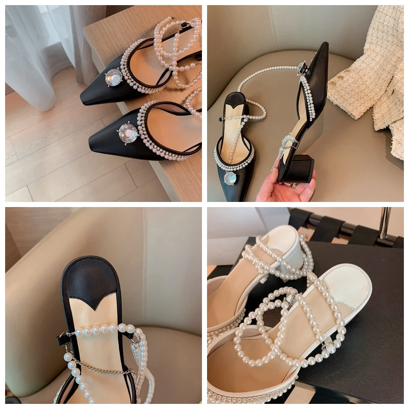 

ORCHA LISA 2021 Sandals Women Genuine Leather Shoes Crystal Bead High Heels Summer Fashion Party Wedding Shoes Size 34-40