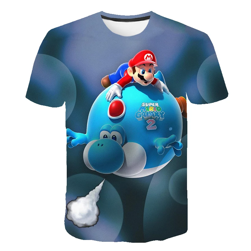 

2021 Cartoon Mario Brothers With Children Funny T-Shirt Baby Boys Girls Summer Casual top T Shirt abbigliamento per bambini