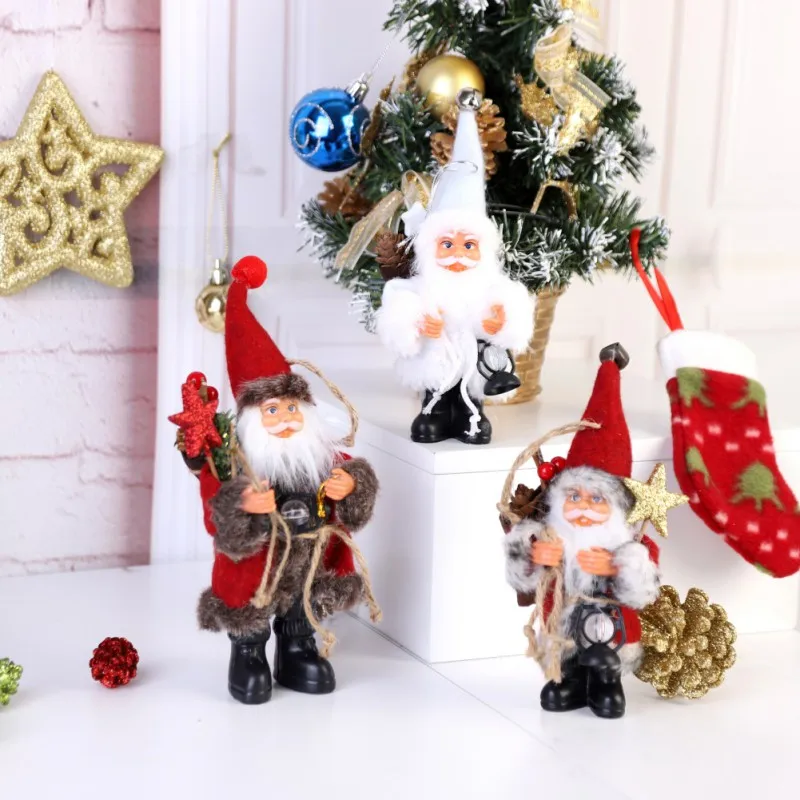 

Christmas Figure Standing Plush Santa Claus with Kerosene Lamp Home Decor Ornaments Holiday Decorations