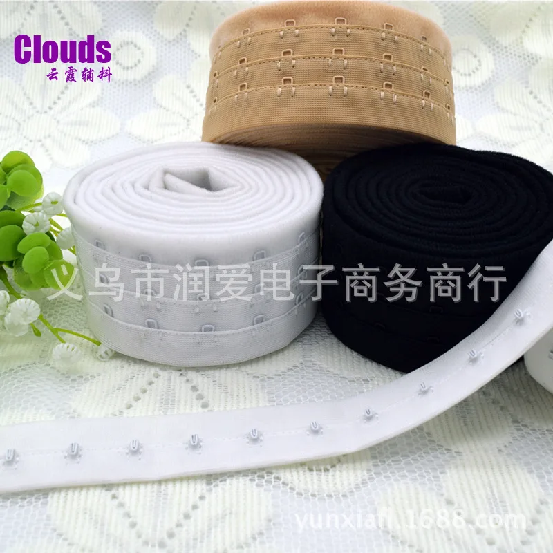 

50 Yards/lot 3 Hook Continuous Bra Extender Roll Tape Breast Buttons Shaping Underwear Back Sewing Accessories Wholesale