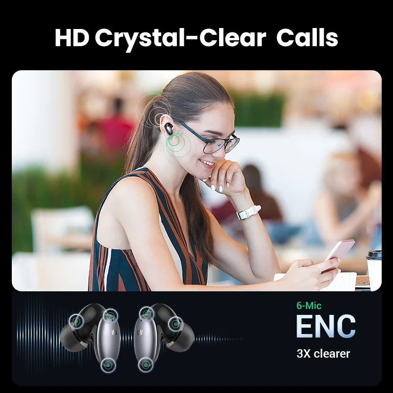 Беспроводные наушники Ugreen HiTune X6 Bluetooth 5 1 TWS наушники-вкладыши ANC 35 дБ гибридные с