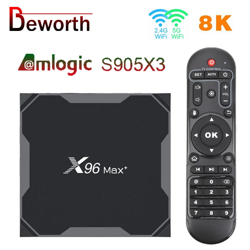 X96 Max Plus 20 шт. Android 9 0 Amlogic S905X3 Четырехъядерный 4 ГБ 32 64 Гб 2 4G и 5 0G WIIF BT4.0 1000M 8K