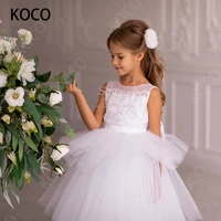 jonany simple flower girl dress round neck sleeveless applique party prom pageant vestido little girl first communion ceremony