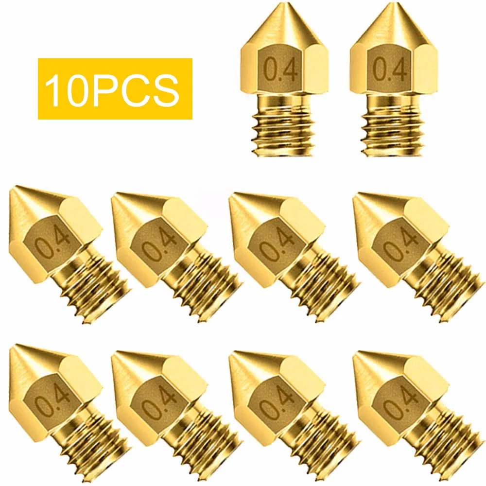 10/15/30PC M6 Screw Thread Brass 3D Printer Nozzle Accessory MK8 0.4mm For CR 10 Ender 3 Anet A8 0.4 mm Nozzles #114 | Компьютеры и