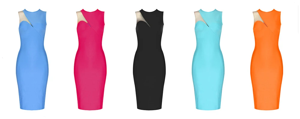

Bevenccel New Colors Sexy Mesh Patchwork Bodycon Bandage Dress Elegant Women Summer Sleeveless O Neck Celebrity Club Party Dress