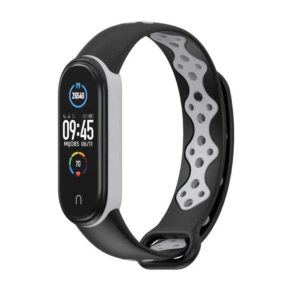 Ремешок спортивный силиконовый для Xiaomi Mi Band 5 6 сменный Браслет Для