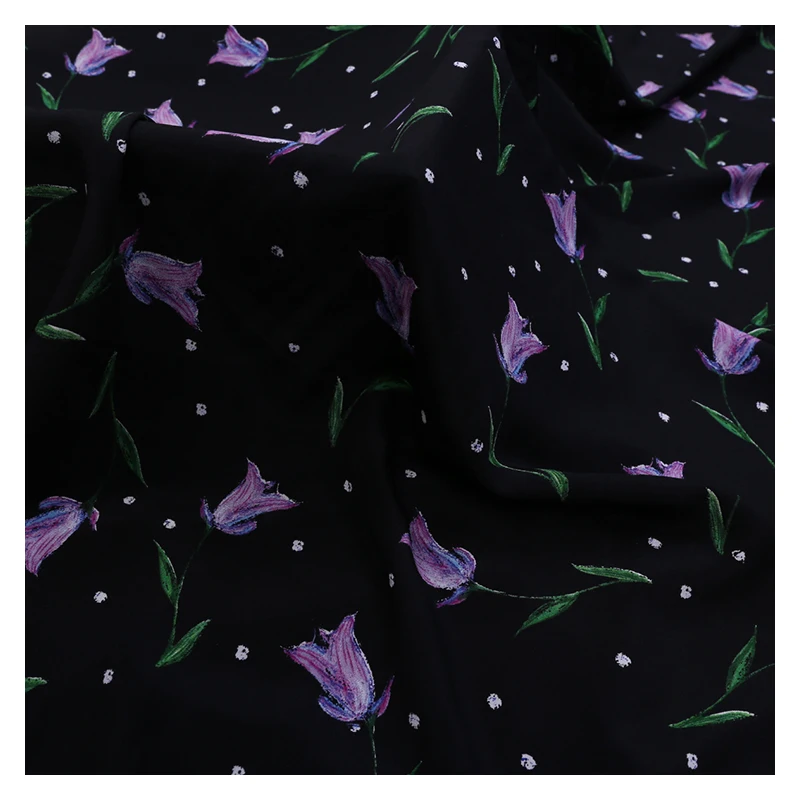 

Natural mulberry silk crepe de chine fabric cloth per meter 14mm 140 cm wide summer printed clothing shirt dress fabric