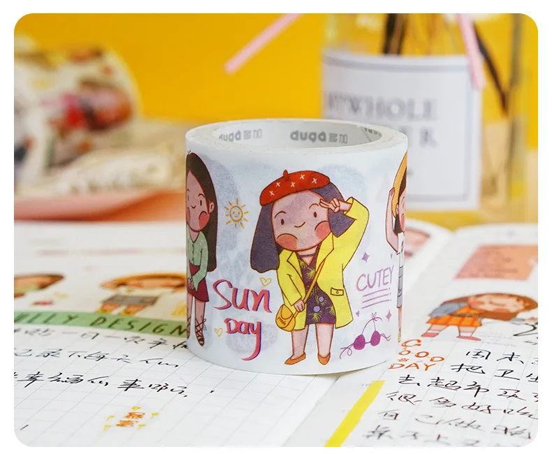 21styles Very Kawaii Cute Cartoon Little Girls Animal Food Expression Color Deco Washi Tape DIY Planner Scrapbookin Masking Tape