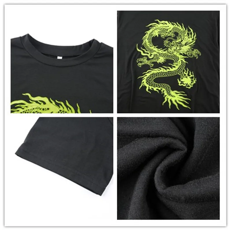 

Harajuku Vintage Women T-shirt 2020 Summer O-neck Dragon Printed White Black Short Sleeve Tees Female Casual T-shirt Clothes