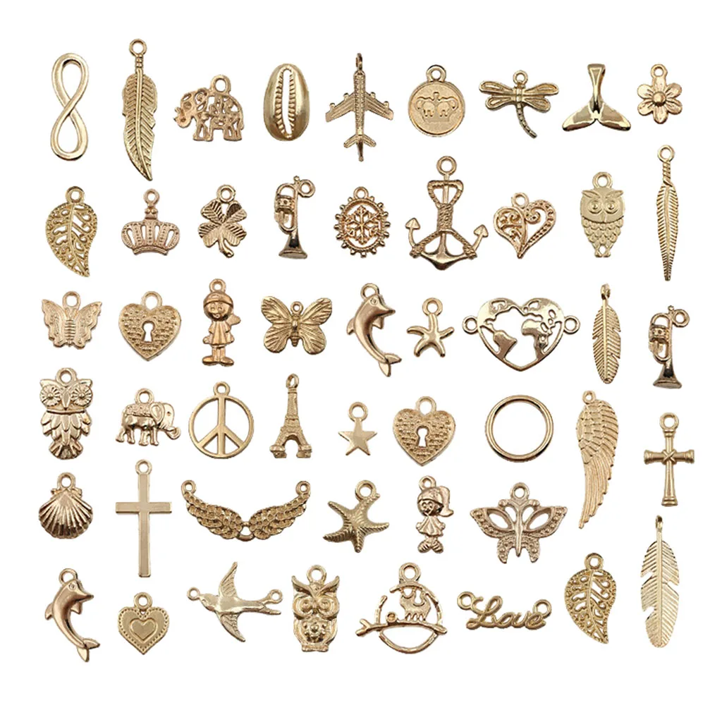 

50x Necklace Pendant Leaf Assorted Keyring Bracelet Jewelry Making Charms