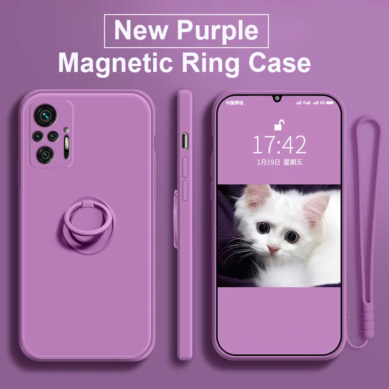 

Redmi note 10 S note10S 10 Pro 5g Case Magnetic Ring Liquid Soft Silicone Strap Cover For Xiaomi Redmi note 10 S note10S 10 Pro
