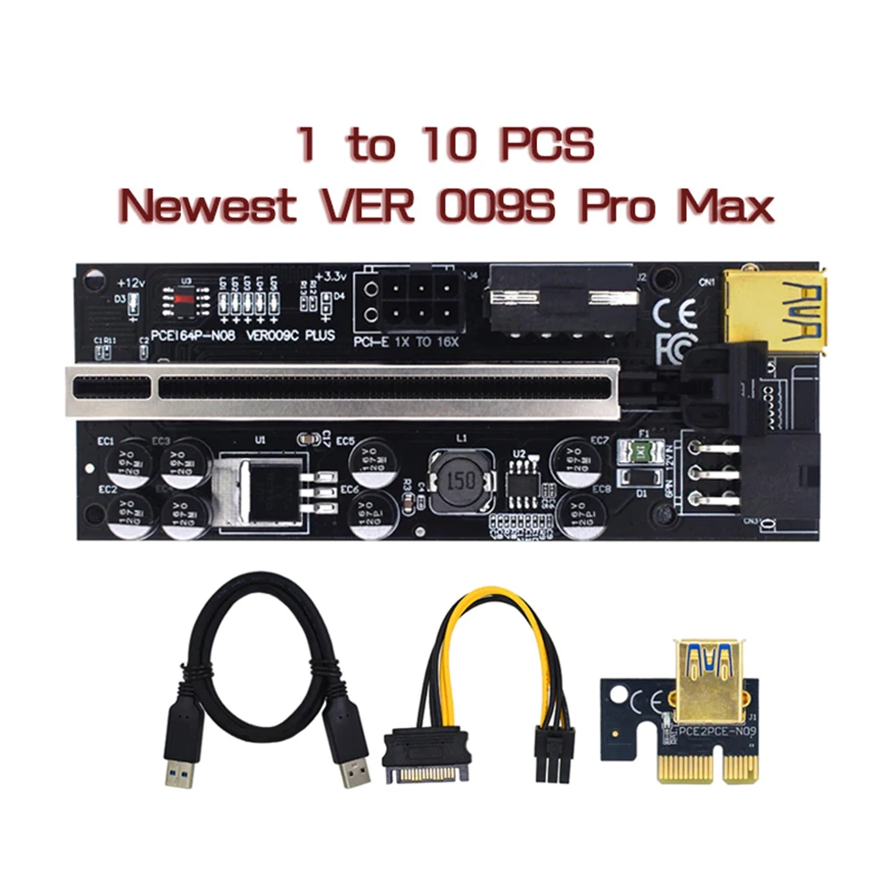 

Райзер PCI-E VER009 USB3.0, 1 шт., VER 009S PLUS Express 1X 4x8x 16x, удлинитель pcie, Райзер, переходник, карта SATA 15pin на 6pin питание