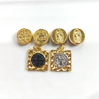 5pcs vintage coin gold plated catholic priest saint benedict round pendant square san benito medal for men women hallow jewelry